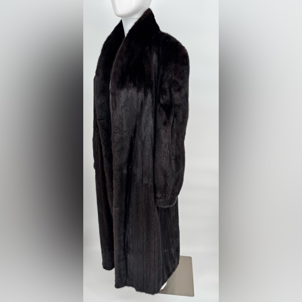 Nordstrom Dimond Black Mink Longline Lined Fur Coat - Picture 3 of 13